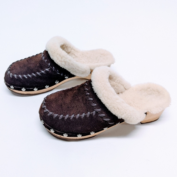 Minnetonka Leather Sheepskin Clogs sz 7 - Picture 10 of 10